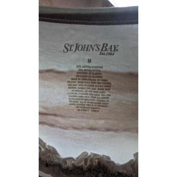 St. John's Bay Women's Brown Ruffle Neck Size Medium Tank top - Picture 6 of 6